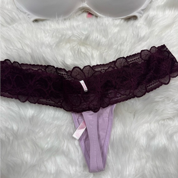 PINK Victoria's Secret Women's Intimates Set - White and Purple - Picture 5 of 9
